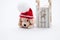 Small plush dog in Santa hat