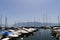 Small port with yachts on the Lake Geneva in town of Lutry, Switzerland