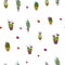 Small Print Colorful Cacti Collection Repeat Pattern SeamlessVector