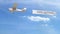 Small propeller airplane towing banner with HAPPY BIRTHDAY caption in the sky. 3D rendering