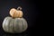 Small Pumpkin Sits on Large Heirloom Pumpkin