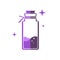 Small purple glass bottle illustration with blink and purple liquid. vector illustration