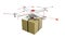 Small quadrocopter drone delivers a package.