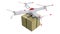 Small quadrocopter drone delivers a package