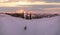 Small and quiet alpine village and winter sunrise snowy mountains around, Voronenko, Carpathian, Ukraine