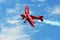 Small red biplane