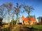 Small red brick village church in Boleszewo Poland