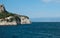 A small Red Lighthouse marks the rocks on the east coast of Istria in Croatia