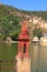 Small red mandir by Nawal Sagar lake in Bundi town, Rajasthan, India