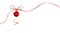 Small red silk soutach bow and decorative ball