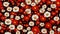 Small red white daisy design seamless pattern closeup flowers cartoon daisies wearing fashion clothing background summer autumn