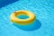 Small Rescue Circle Yellow in a Blue Water Swimming Pool. concept color summer. Ai Generative
