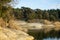 Small reservoir lake at tranquil evening