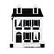 Small residential town house. White and black illustration of two story building. Real estate, renting, investment.