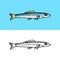 Small river fish. Herring. Hand drawn sketch in vintage doodle style.