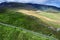 Small road by Atlantic ocean with stunning nature view. Keel town area, Ireland. Popular travel area with amazing nature scenery.