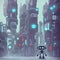Small robot futuristic city generative AI illustration