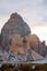 Small rock cairn in Dolomites alps mountains