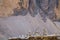 Small rock cairn in Dolomites alps mountains