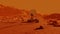 Small rover on mars red planet surface exploring