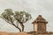 Small ruined Hanuman Temple at Hemakuta Hill top at Hampi, Karnataka