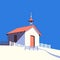 Small rural catholic church flat color vector