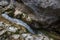 small rushing waterfall in the mountains