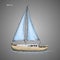 Small sailboat isolated yand drawn vector illustration.