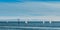 Small sailboats in the Pacific ocean near Santa Barbara, California