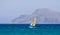 A small sailing boat in Alcudia bay near Can Picafort town, Majorca