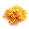 Small sampling of corn flakes in a pile