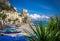 A small sandy beach cove with boats on Amalfi Coast,Cetara