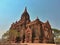 Small Sandy Temple in the ancient city of Bagan in unique light