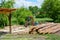 Small sawmill in open air, Russia