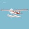 Small seaplane isolated vector illustration