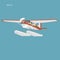Small seaplane isolated vector illustration