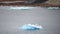 Small shiny iceberg, roosting place for penguins. Blue and turquoise icebergs in Antarctica with Adelie penguins, Paulet Island.