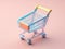 A small shopping cart on a pink surface