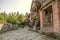 Small shops on the street Sharambeyan in old houses made of rough stone and brick columns,with wooden carved balconies in the Mu