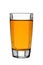 A small shot glass of delicious whiskey and brandy, isolated on a white background