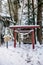 Small shrine in Kakunodate - Akita in winter, snow cover over th