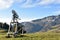 A small ski lift out of service in late autumn on the top of a slope in Amden.