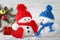 Small snowman toys with heart