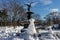 Small Snowmen around the Bethesda Fountain at Central Park during the Winter in New York City