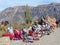 Small souvenir market at Mirador Cruz del Condor in Colca Canyon