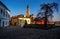 Small square with buildings and Church of St. Jacob  in Kutna Hora