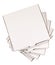 Small stack plain white pizza boxes, copy space, top view