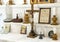 Small statue of Jesus Christ on the cross, surrounded by various objects in a small church at Masseria Il Frantoio, Southern Italy