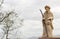 Small statue of Saint James on Camino de Santiago. Pilgrimage concept. Main christian saint of pilgrims.