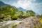 Small stone traditional bridge in Snowdonia National Park in Wa